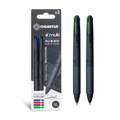 Długopisy - OSAMA OW 84005560 4 MULTI długopis cztery kolory, ALL BLACK, 2-częściowy pakiet - miniaturka - grafika 1