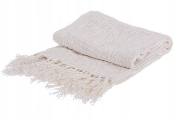 Narzuta bawełniana z frędzlami 130x170cm Miękka i stylowa