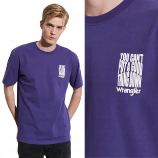 Wrangler GRAPHIC TEE Blue Ribbon FIOLETOWA BAWEŁNIANA KOSZULKA T-SHIRT L - Koszulki męskie - miniaturka - grafika 1