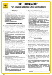 IAE14 INSTRUKCJA BHP PRZY OBSŁUDZE ŁADOWANIA BATERII AKUMULATORÓW, HN - PŁYTA ELASTYCZNA 0,4MM; (245X350MM) - Instrukcje stanowiskowe BHP - miniaturka - grafika 1