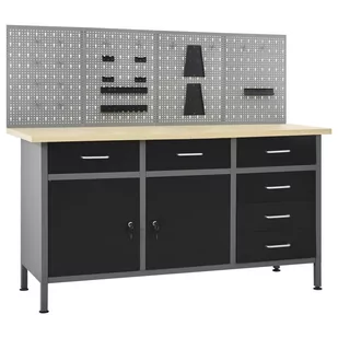 vidaXL vidaXL Stół roboczy z 4 panelami ściennymi 3053430 - Stoły warsztatowe - miniaturka - grafika 1