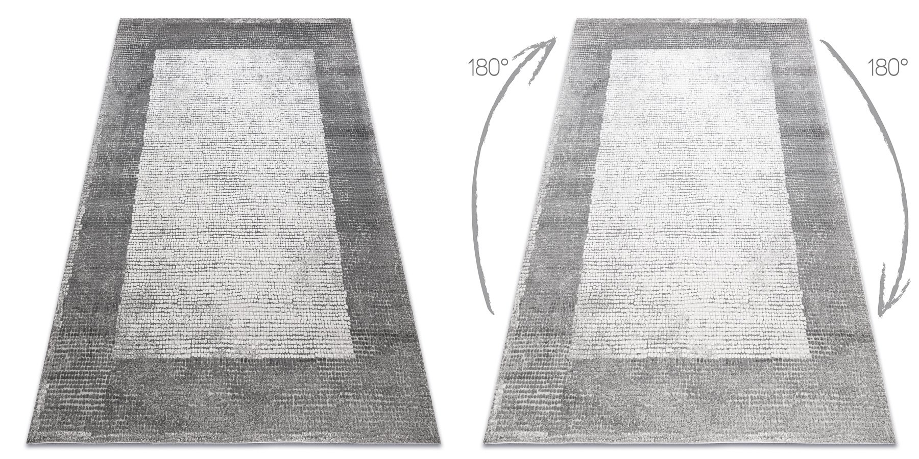 Dywan NOBLE nowoczesny 9730 65 Ramka vintage przecierany - Strukturalny, dwa poziomy runa krem / szary beżowy 160x220 cm