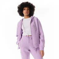 Koszulki sportowe damskie - Damska bluza dresowa rozpinana z kapturem Guess Allie Hoodie Zip Sweatshirt - fioletowa - GUESS - miniaturka - grafika 1