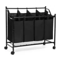 Kosze na bieliznę - Songmics Kosz do segregacji prania mobilny czarny 4 x 35 l - miniaturka - grafika 1
