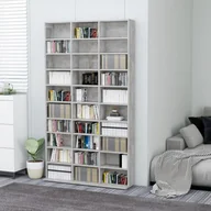 Pudełka i akcesoria na płyty CD - vidaXL Szafka na płyty CD, szarość betonu, 102x16x177,5 cm, płyta vidaXL - miniaturka - grafika 1