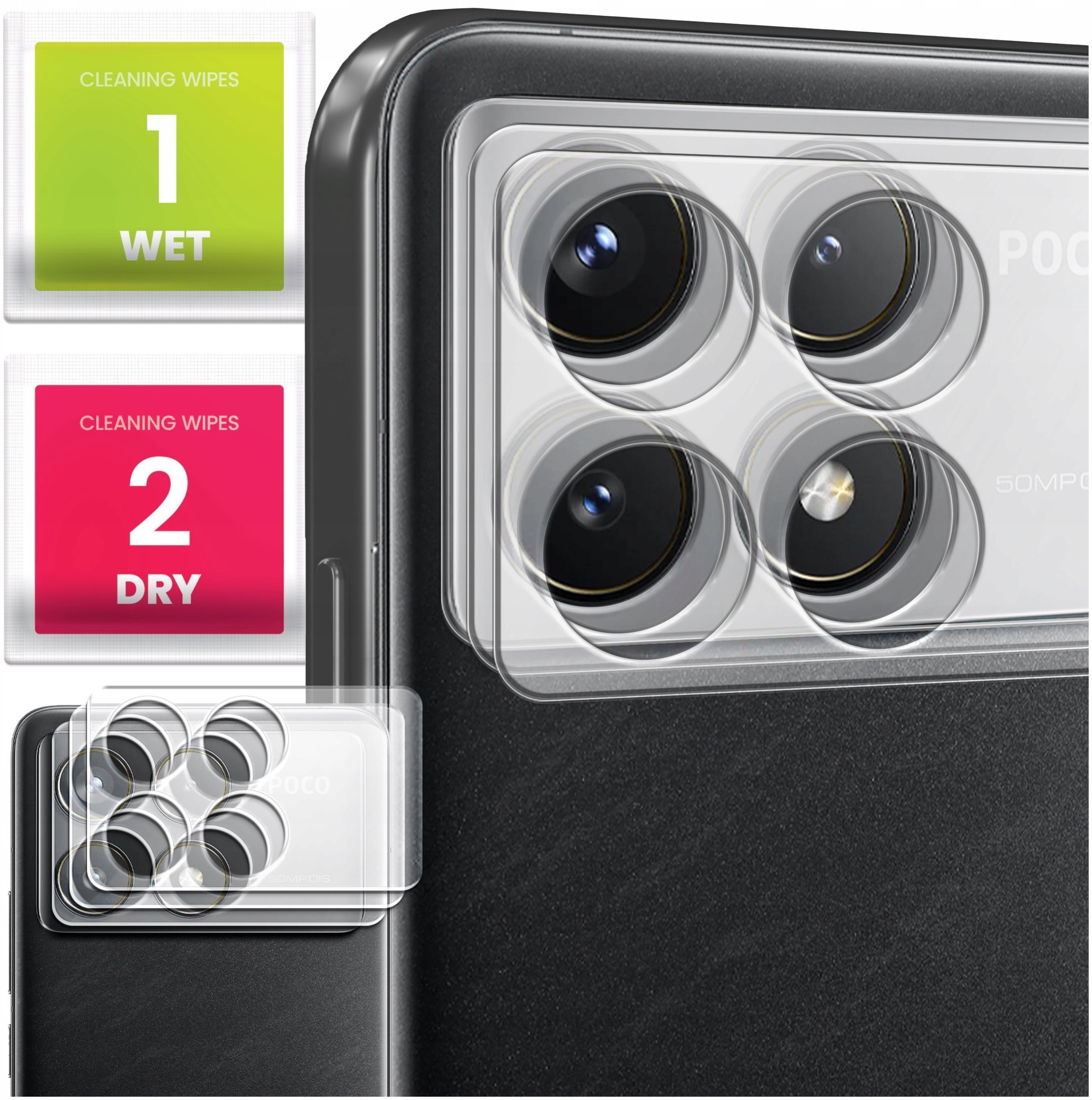 3-PAK Szkło Na Aparat Do Xiaomi Poco F6 Pro Hartowane, Ochronne, 9H