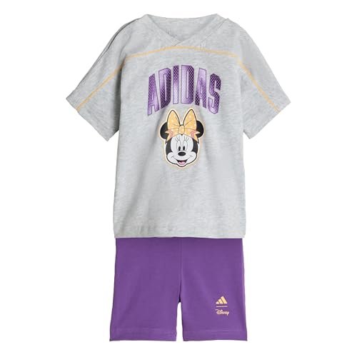 adidas baby-meisjes ADIDAS DISNEY MINNIE MOUSE T-SHIRT SET, light grey heather/Semi Ice Tangerine, 6-9 Months