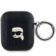 Akcesoria do słuchawek - Etui Karl Lagerfeld Monogram Karl Head na AirPods 1 / 2 - czarne - miniaturka - grafika 1