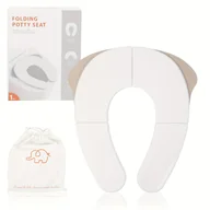 Nocniki - TEMU Przenośne Składane Namiotki dla Dzieci z Antypoślizgowymi Przyssawkami, Pasujące do Okrągłych i Owalnych Toaletek, Z Torbą Podróżną - Biały, - miniaturka - grafika 1