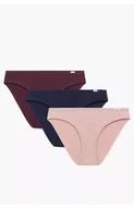 Majtki damskie - Atlantic 3-pack figi damskie Bikini 3CLP-001-ROSC/WIN/GRA, Kolor granatowo-bordowo-różowy, Rozmiar L, ATLANTIC - Intymna - miniaturka - grafika 1