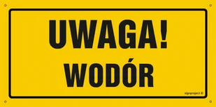 OA190 UWAGA WODÓR, BN - PŁYTA ŻÓŁTA 0,6MM; (200X100MM) - Tablice BHP - miniaturka - grafika 1