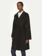 Płaszcze damskie - Tommy Hilfiger Płaszcz wełniany WW0WW43603 Czarny Regular Fit - miniaturka - grafika 1