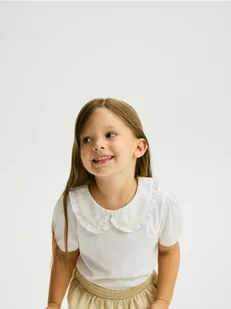 Reserved - Bluzka z ozdobnym kołnierzykiem - złamana biel - Bluzki dla niemowląt - miniaturka - grafika 1