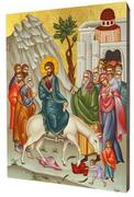 Ikony i obrazy sakralne - Ikona ze sceną wjazdu Jezusa do Jerozolimy - miniaturka - grafika 1
