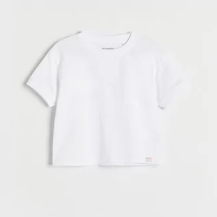 Koszulki dla dziewczynek - Reserved - T-shirt z naszywką - Biały - grafika 1