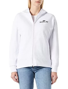 Replay Damska bluza z kapturem W3712A, 001 biały, S, 001 White, S - Bluzy damskie - miniaturka - grafika 1
