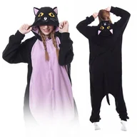 Stroje karnawałowe - CZARNY KOT Kigurumi Onesie dres piżama kombinezon S - miniaturka - grafika 1