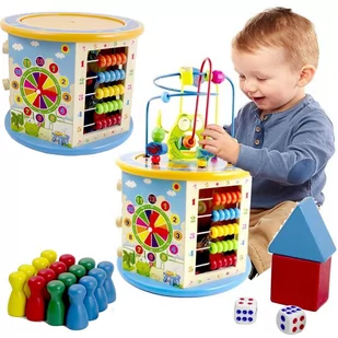 HH Poland Drewniana skrzyneczka edukacyjna sorter kostka 8w1 - Sortery dla dzieci - miniaturka - grafika 1