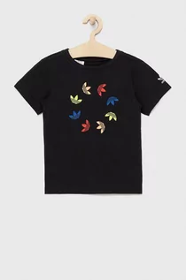 Koszulki dla dziewczynek - Adidas Originals t-shirt dziecięcy kolor czarny z nadrukiem - grafika 1