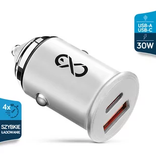 ĹAdowarka Samochodowa Exc Cute Pro, Usb-A Qc + Usb-C Pd, 30W, Srebrna - Ładowarki samochodowe - miniaturka - grafika 1