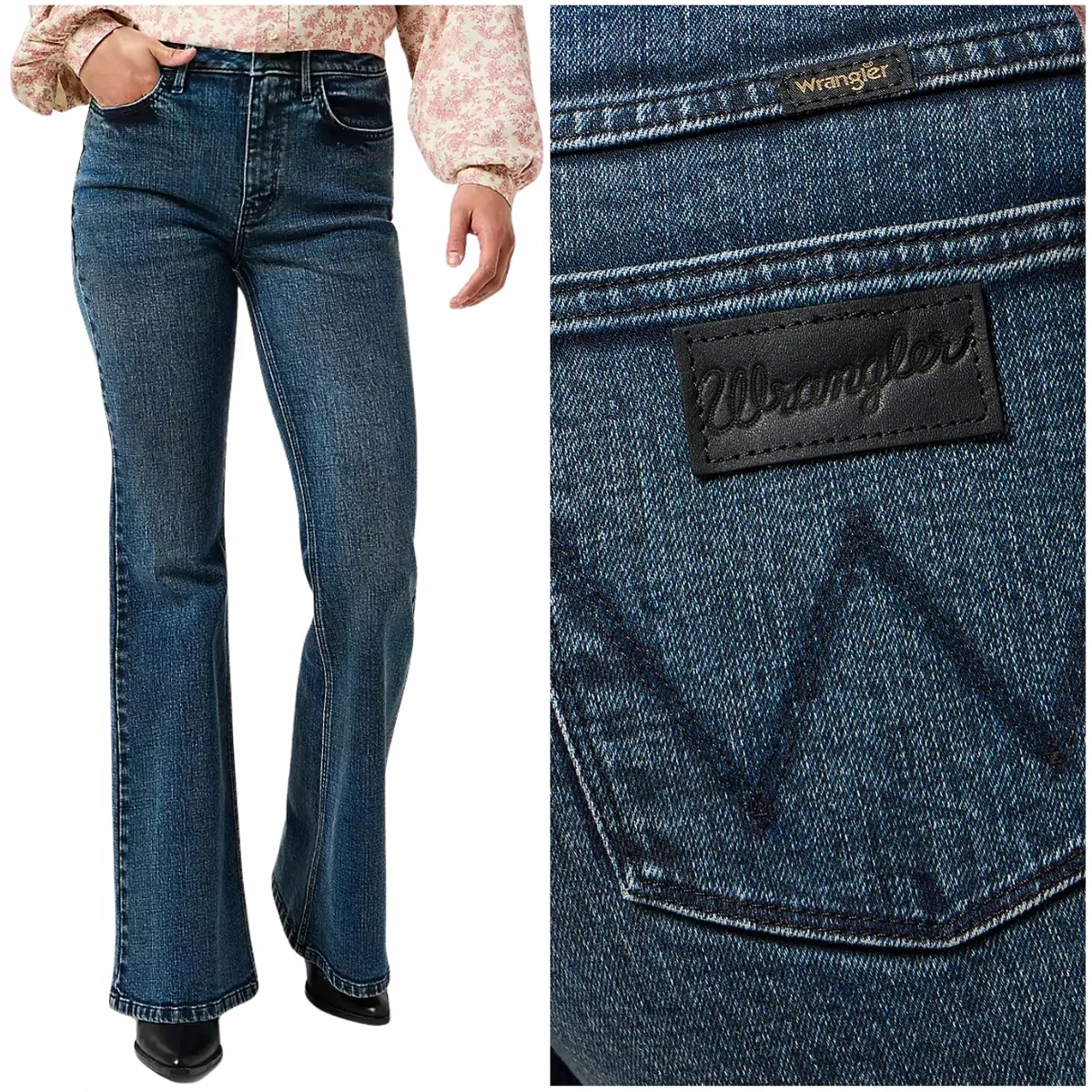 Wrangler Fierce Flare Smoke wysokie damskie spodnie jeansowe dzwony W30 L32