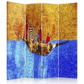 Parawany - Parawan dwustronny obrotowy FEEBY, Afryka Pejzaż Ludzie 145x170 - miniaturka - grafika 1