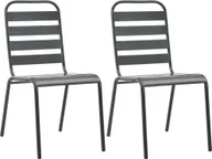 Fotele i krzesła ogrodowe - Krzesła ogrodowe sztaplowane 2 szt. stalowo-szare - miniaturka - grafika 1