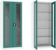 Meble i wyposażenie gabinetów medycznych - NSML.112.9010.6033 szafa lekarska 2-skrzydłowa 1-komorowa biało-zielona - miniaturka - grafika 1