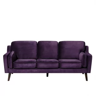 Beliani Sofa trzyosobowa welur fioletowa LOKKA - Sofy i kanapy - miniaturka - grafika 1