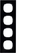 Klawisze i ramki - Berker Ramka potrójna poczwórna R.8 - szkło czarne, montaż płaski - miniaturka - grafika 1