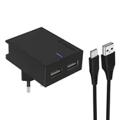 Ładowarki do telefonów - Swissten Karta sieciowa Smart IC CE 2x USB 3 A power czarny + kabel USB do transmisji danych 22044000 # Wpisz kod MDC5PL22 i uzyskaj dodatkowe 25 % rabatu na ten produkt promocja do 17.05.2020 - miniaturka - grafika 1
