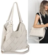 Torebki damskie - Torebka Damska shopper worek włoska marka CHARRO pojemna CH3357 beżowa - miniaturka - grafika 1