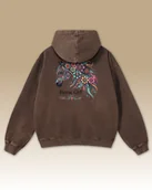 Bluzy damskie - Bluza oversize z kapturem Horse Girl Kolorowy Koń Sprana Brązowy L - miniaturka - grafika 1