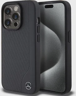 Etui na telefon komórkowy Mercedes-Benz Hardcase (kompatybilne z MagSafe) - Prawdziwa skóra - Odpowiednie dla Apple iPhone 15 Pro - Czarne - Etui i futerały do telefonów - miniaturka - grafika 1
