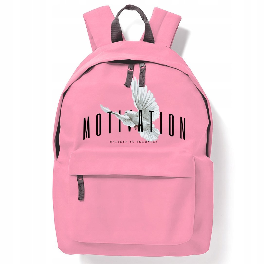 Plecak Różowy Do Szkoły Na Wycieczkę MOTIVATION Stylowe Modne Trendy Wzory