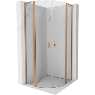 Mexen Mist L kabina prysznicowa półokrągła uchylna 90 x 90 cm, transparent, miedź szczotkowana - 8A32L-090-090-65-00 - Kabiny prysznicowe - miniaturka - grafika 1