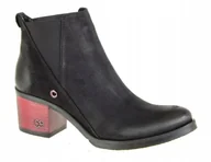 Botki damskie - Czarne botki Carinii B3705 klocek skóra nubuk - miniaturka - grafika 1