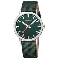 Paski - Mondaine Unisex analogowy zegarek kwarcowy z tekstylną bransoletką A6603036060SBF, zielony-srebrny, Pasek - miniaturka - grafika 1