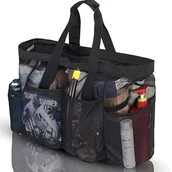 Inne - TEMU 1 szt. Olbrzymia siatka nylonowa torba plażowa - lekka, składana, torba na ramię z wieloma kieszeniami do podróży na zewnątrz i przechowywania, - miniaturka - grafika 1