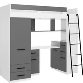 Łóżka dla dzieci i młodzieży - Łóżko Piętrowe Smyk Prawe Biały / Grafit MebloCross Grafit, Biały - miniaturka - grafika 1