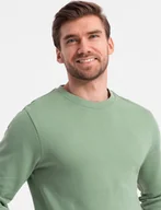 Bluzy męskie - Ombre Męska bluza dresowa BASIC z okrągłym dekoltem - zielona V3 OM-SSBN-0175 XXL - miniaturka - grafika 1