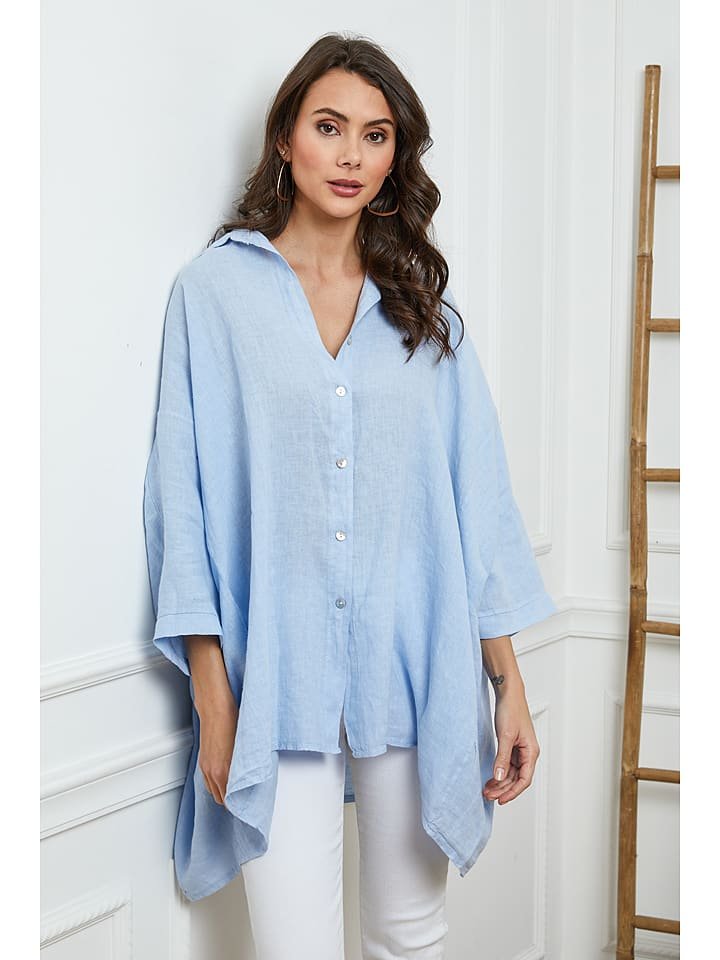 Joséfine Lniana koszula w kolorze błękitnym