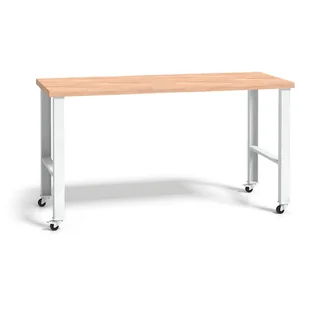 B2B Partner Stół warsztatowy z drewnianym blatem z kółkami, 1700 mm 179278 - Stoły warsztatowe - miniaturka - grafika 1