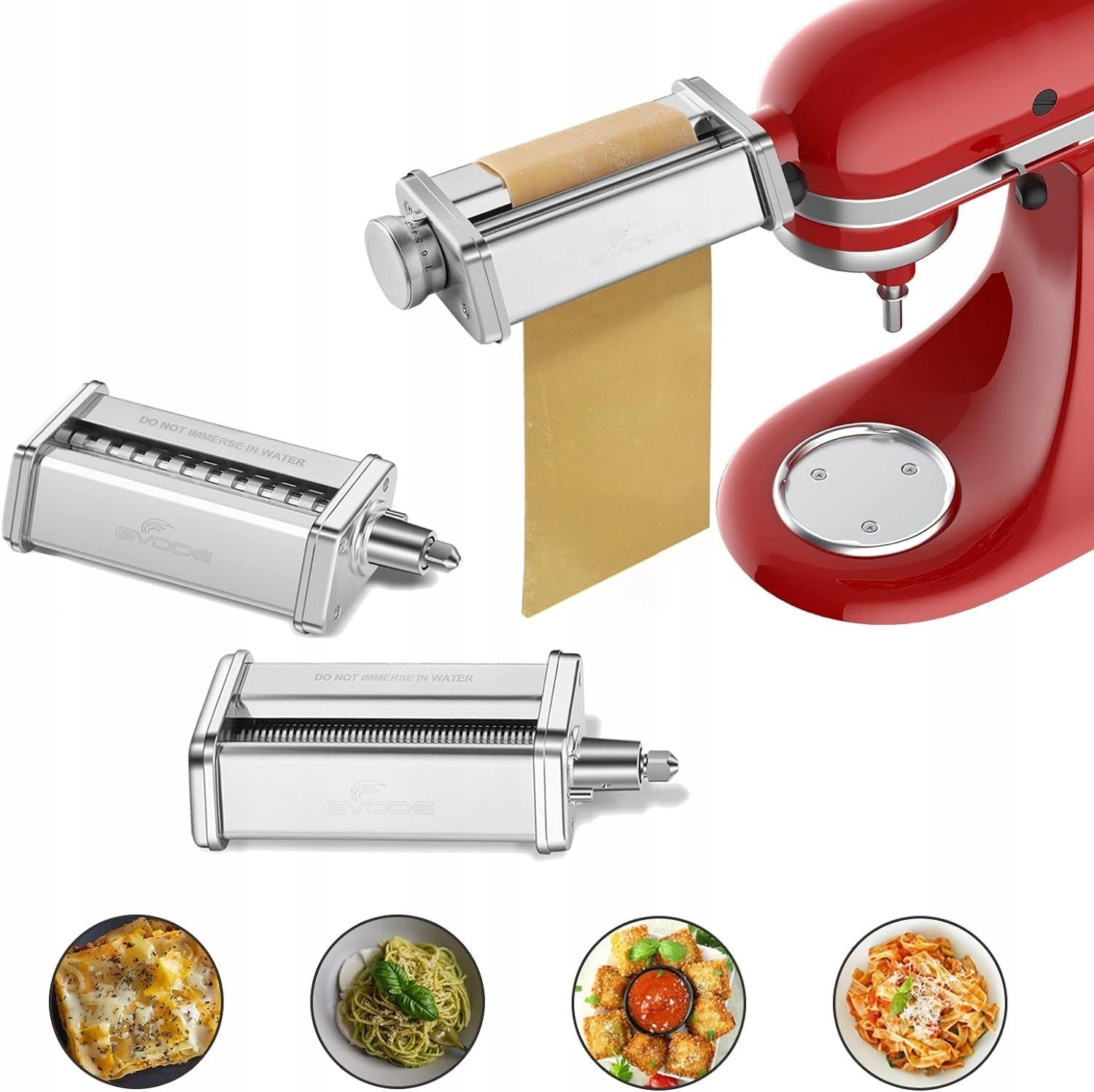 Ronic Zyle GVODE Nasadki do Makaronu KitchenAid Zestaw 3szt Stal Nierdzewna Wałkowarka