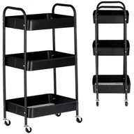 Meble kosmetyczne - Wózek pomocnik fryzjerski kosmetyczny spa do salonu półki regał na kółkach mobilny do salonu czarny - miniaturka - grafika 1
