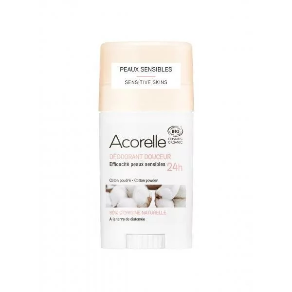 Acorelle Organiczny dezodorant w sztyfcie z ziemią okrzemkową Cotton Powder ECOCERT 45g 3700343040851