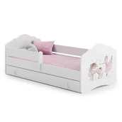 Łóżka dla dzieci i młodzieży - Łóżko dziecięce FALA z szufladą i barierką 140x70 Dziewczynka z jednorożcem - miniaturka - grafika 1