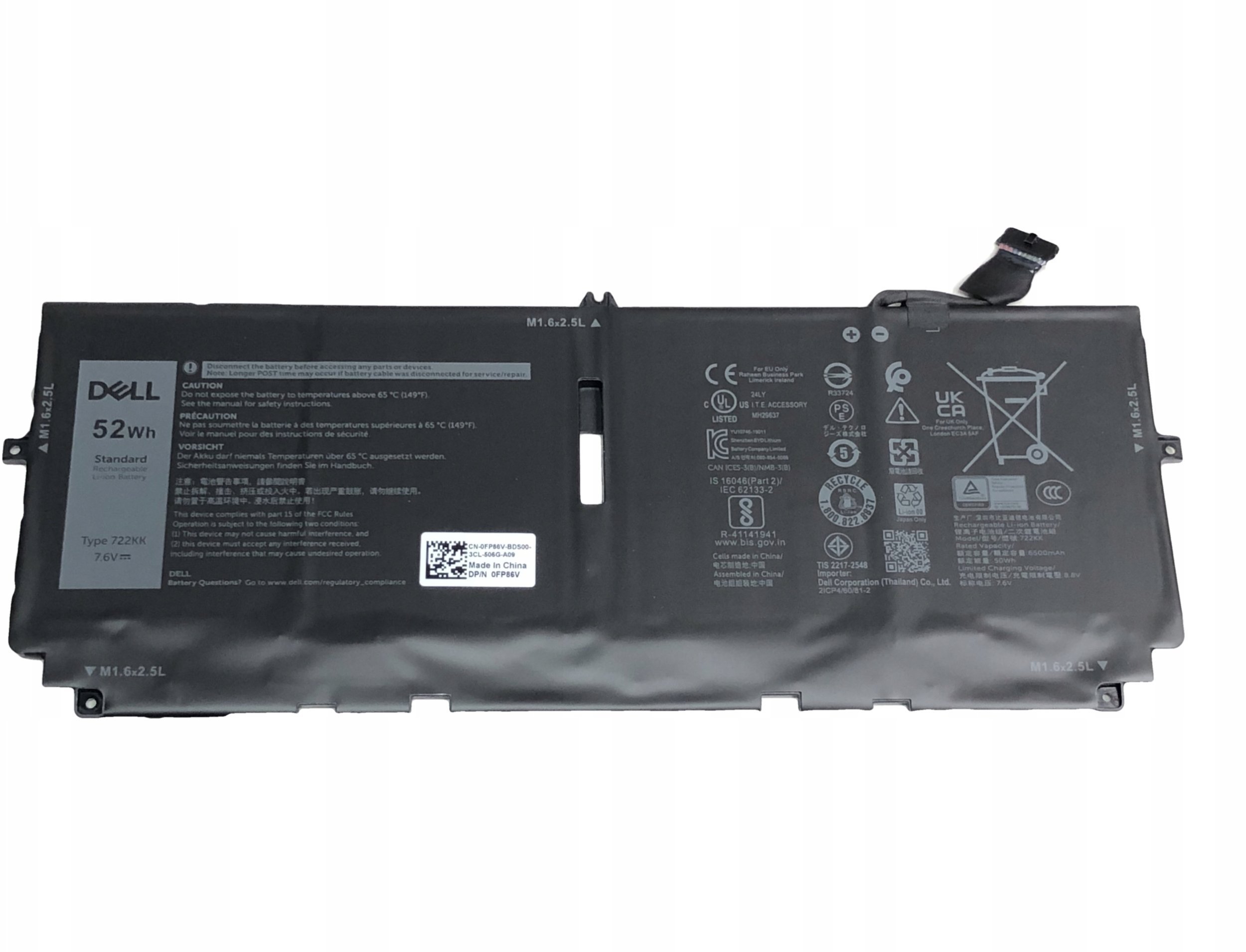 Bateria Dell Battery, 52WHR, 4 Cell, 451-BCOW