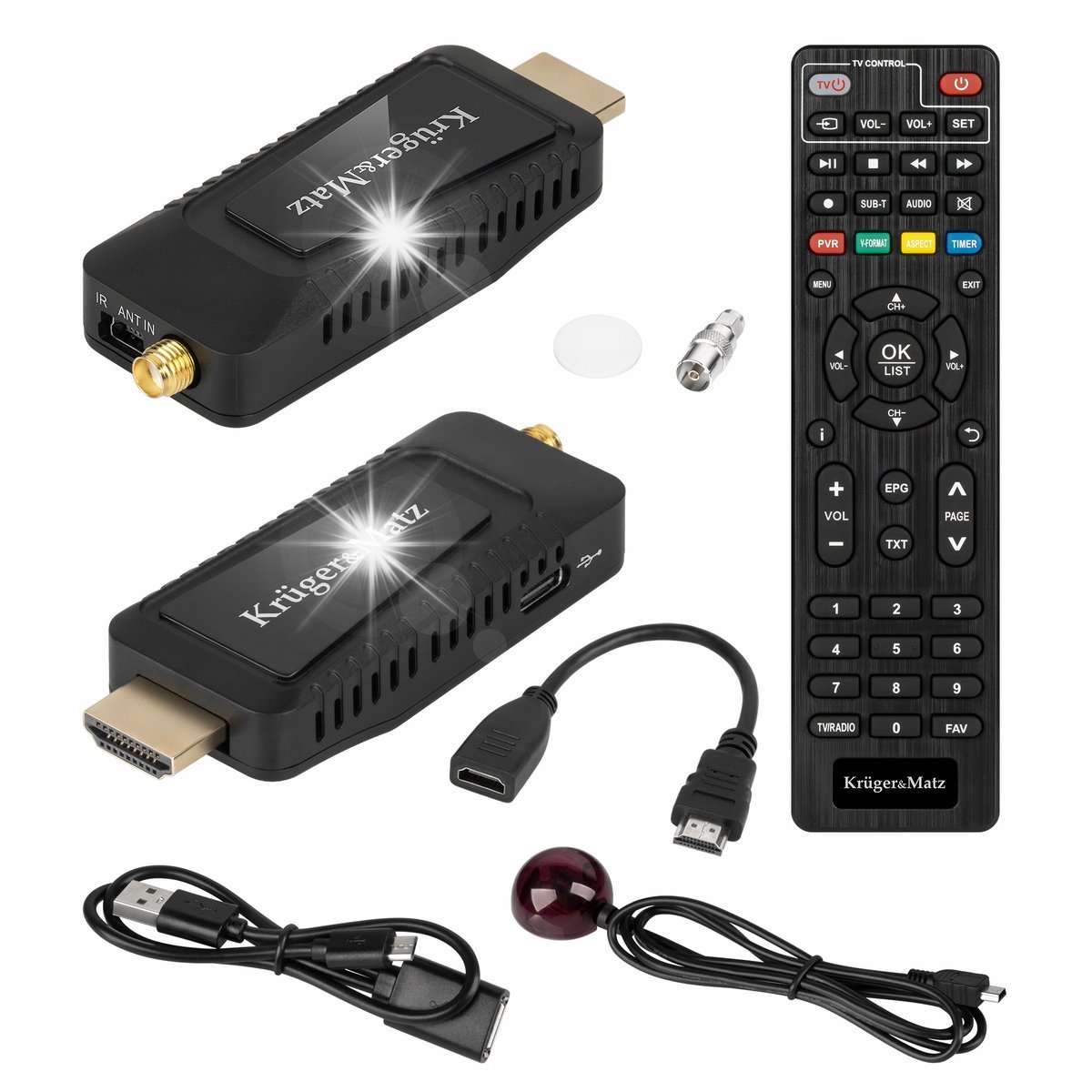 Kruger&Matz Tuner DVB-T2 HEVC H.265 mini na HDMI + Pilot KM9998