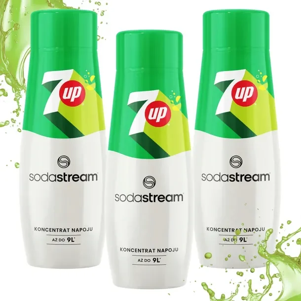 3x 440ml Syrop Smakowy Sodastream 7 Up Do Saturatora Wody Koncentrat Zestaw